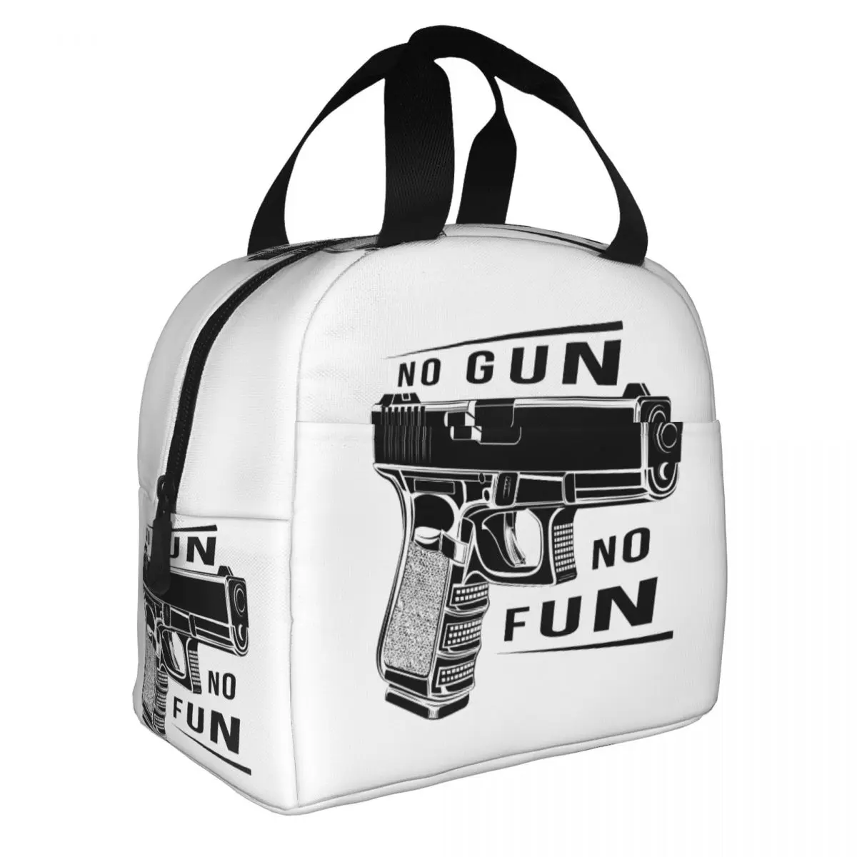 No Gun No Fun Insulated Lunch Tote Bag for Women Kids Portable Cooler Thermal Glock Lunch Box Outdoor Camping Picnic Food Bags