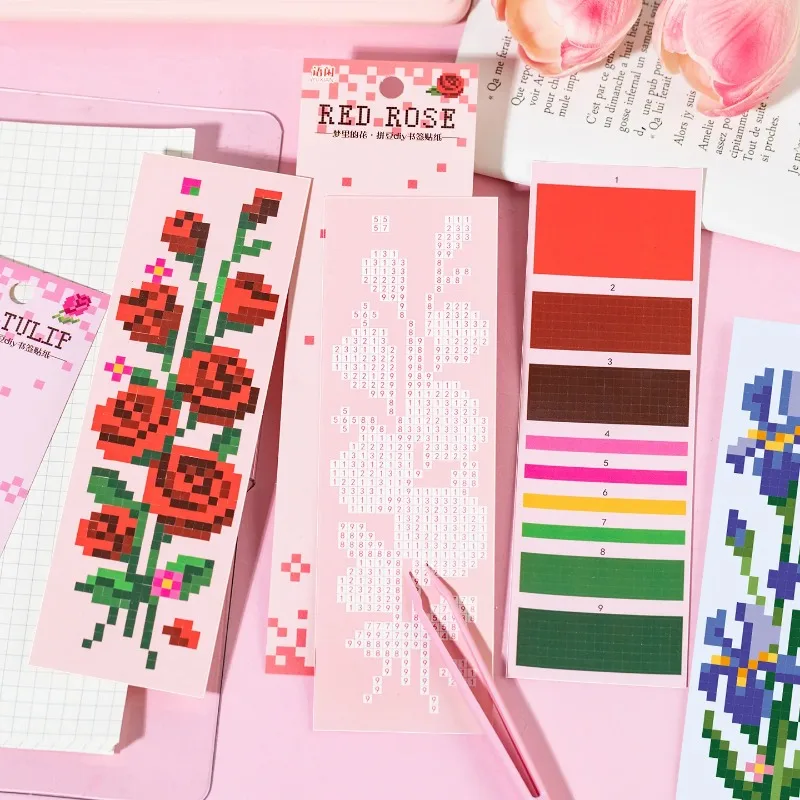 1 Set Sticker Self-made Bookmarks Color Square Stress-relieving Game Intelligence Enlightenment DIY Stickers