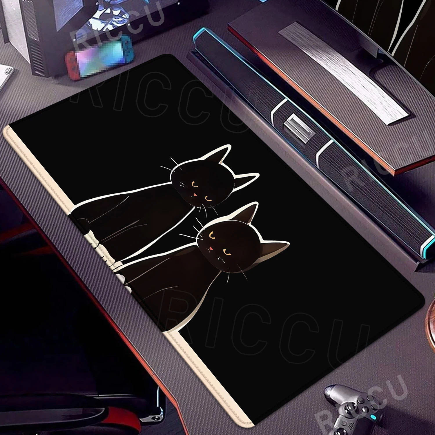 

Minimalist Desk Mat Cute Black Cat Mouse Pad Large Anti-Slip Rubber Gaming Mousepad Gamer Tablepad Office Accessories Mousemat