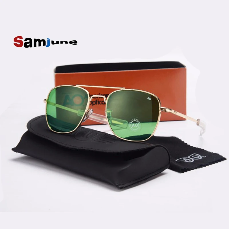 Fashion Aviation Sunglasses Men Brand Designer AO Sun Glasses For Male American Army Military Optical Glass Len Oculos with case