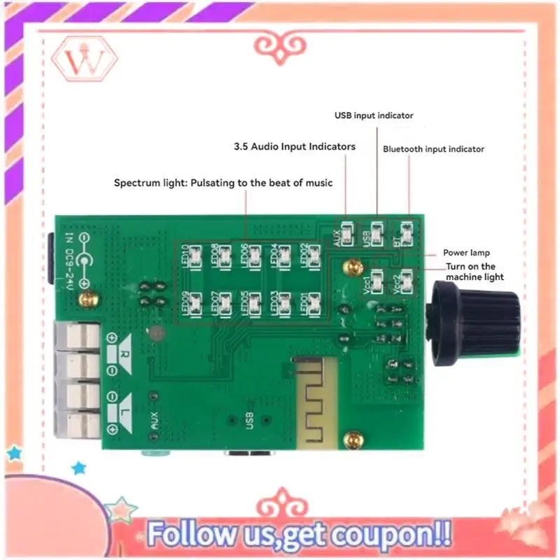 Upgraded TPA3116 Bluetooth 5.0 Audio Module Hifi Level 2.0 Amplifier Board 2X50w Digital Audio Release