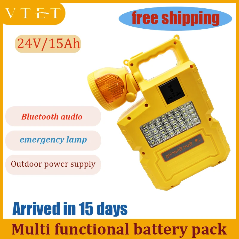 

24V15Ah High-capacity Outdoor Multifunctional Power Supply Flashlight LED Light Bluetooth Speaker 220V Power Supply USB Charging
