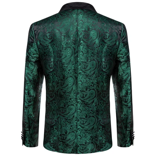 Imagen 2 del producto Trajes de hombre Blazer verde rojo plata Color Paisley lujo boda graduación negocios banquete traje abrigo ropa de hombre chaqueta