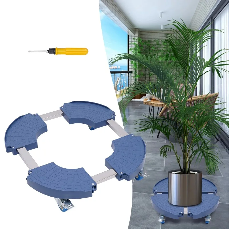 Professional flower pot rolling base, 40-58.5 cm plant cart, round flower pot cart with wheels, 400 kg/881.84 pounds