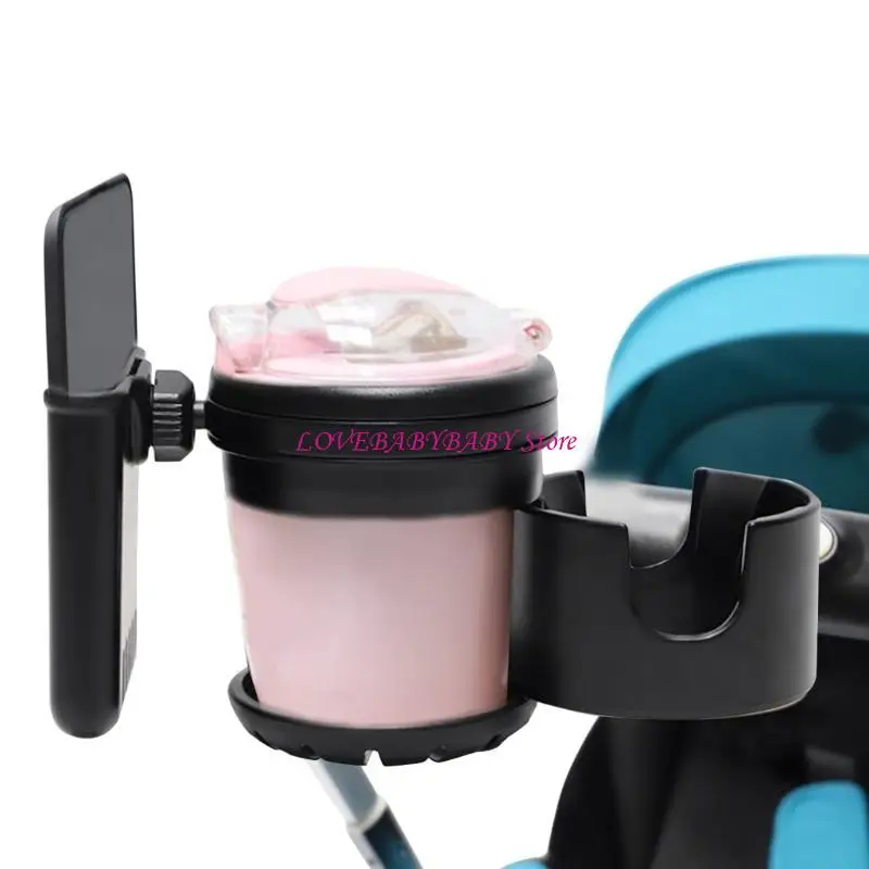 

Secure & Adjustable Cup Holder with Phone Holder Bottle Stand for Pram & Bike 4XBC