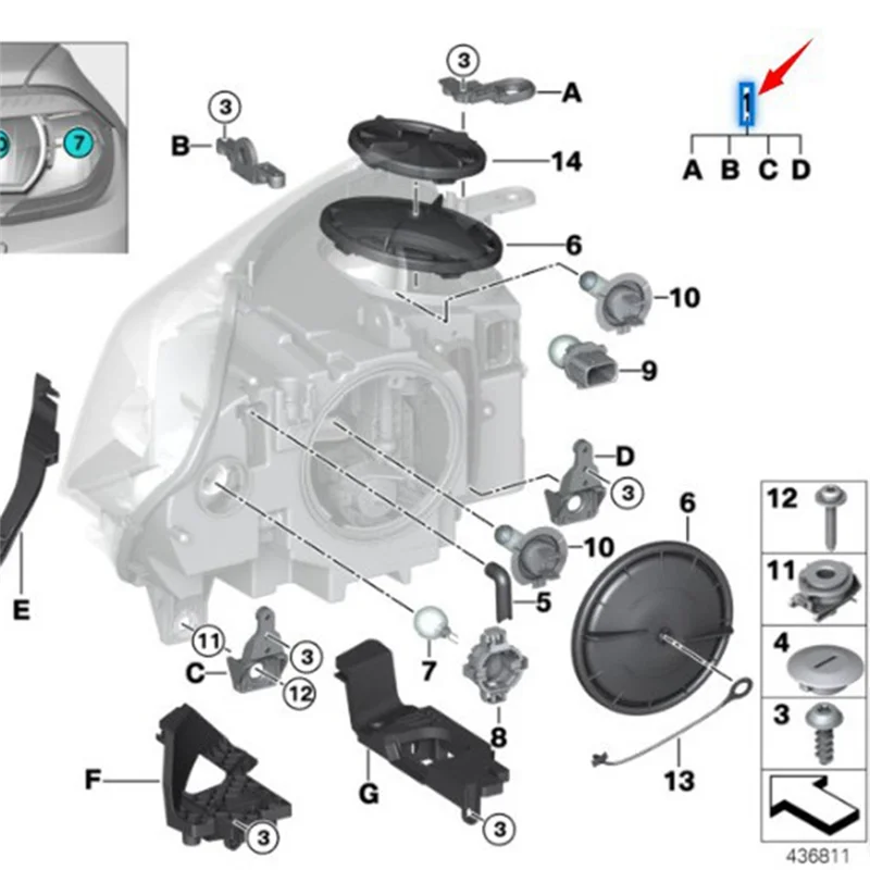 T-Top-Rated-1 زوج العلوي قوس طقم تصليح 63117381444 لسيارات BMW X5 X6 F15 F16 2014-2018 رئيس ضوء مصباح حامل ثابت المسمار Mo