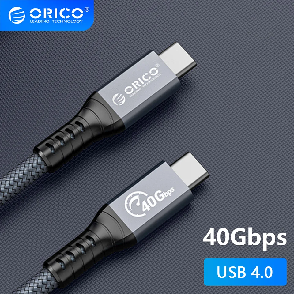 Kabel ORICO PD do Thunderbolt 4 Video 8K @ 60Hz 40gbps Transfer danych 100W 5A szybkie ładowanie Nylon pleciony 2M dla Macbook Samsung