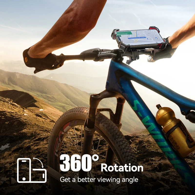 Joyroom Uchwyt rowerowy na telefon 360° Uniwersalny uchwyt rowerowy na telefon do stojaka na telefon komórkowy 4,7-7 cali Uchwyt odporny na wstrząsy Klips GPS — zdjęcie produktu 3