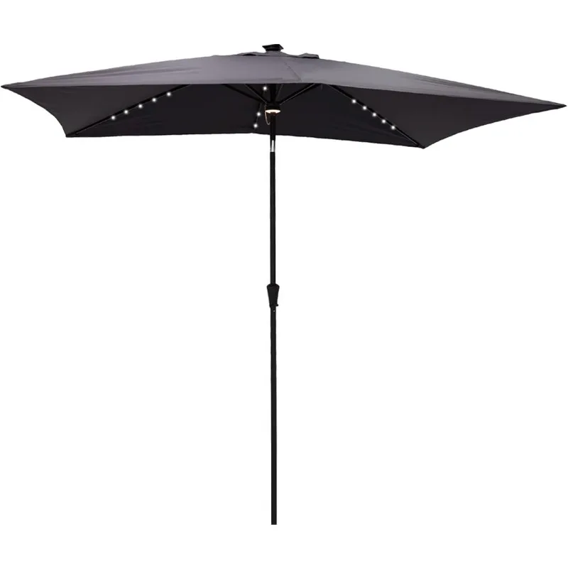 

FLAME&SHADE 6.5 x 10 ft Rectangular Solar Powered Outdoor Market Patio Table Umbrella with LED Lights and Tilt