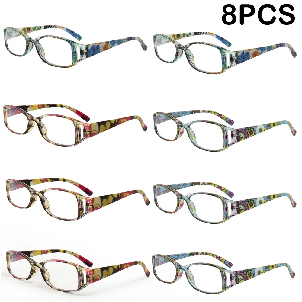 

8PCS Reading Glasses Lightweight Anti Eyestrain Fashion Computer Presbyopic Glasses For Women Men