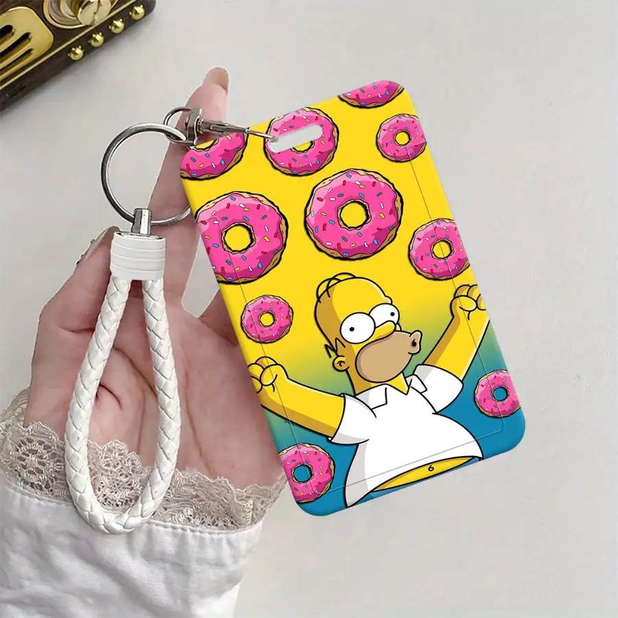 Cover Case 1Pc Card Holder Retractable Credit Card Holders Holders Child Bus with lanyard Bank ID Badge H-Homer S-SimpsonsS
