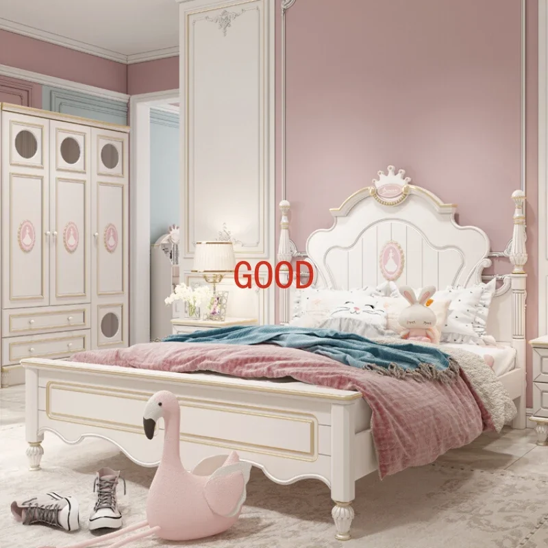 American Princess Childrens Bed Girls Modern Light Luxury Children Beds Queen Size Kinderbett Bedroom Set Furniture