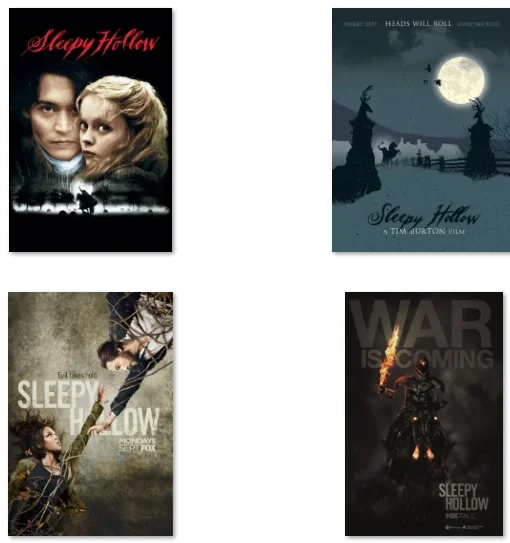 10 estilos a elegir, película Sleepy Hollow, póster artístico impreso en lienzo, decoración para sala de estar, imagen para pared del hogar