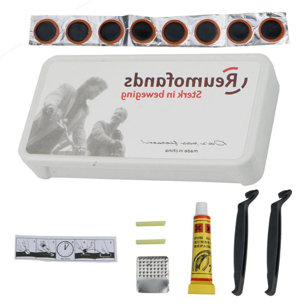 1 Set Bicycle Tire Repair Kits Tools Bike Repair Kit Rubber Patch Repair Box Portable Tire Patching Tools Repair Kit Accessories