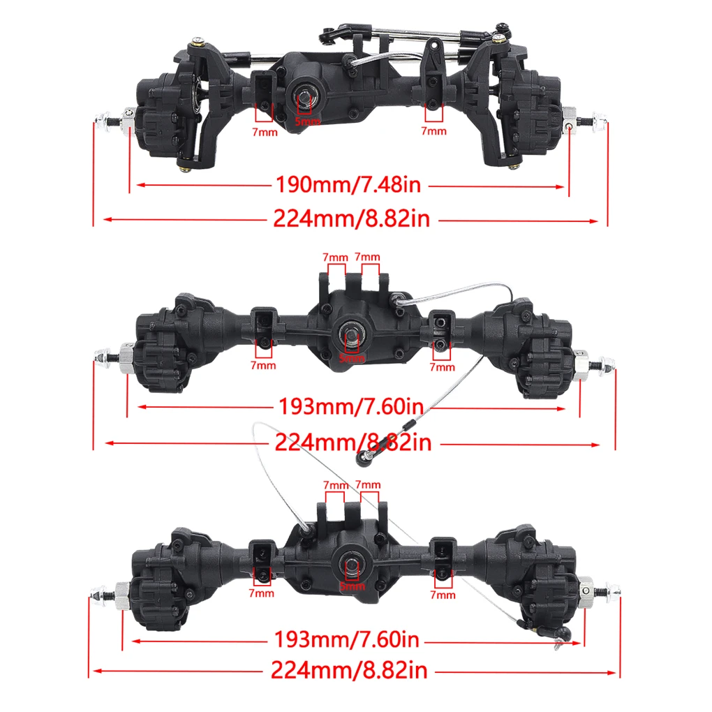 RCGOFOLLOW Plastic Better Stability Front Axle For 1/10 Rc Front Axle TRX4 TRX6 6WD RC Car Part RC Car Accessories Black
