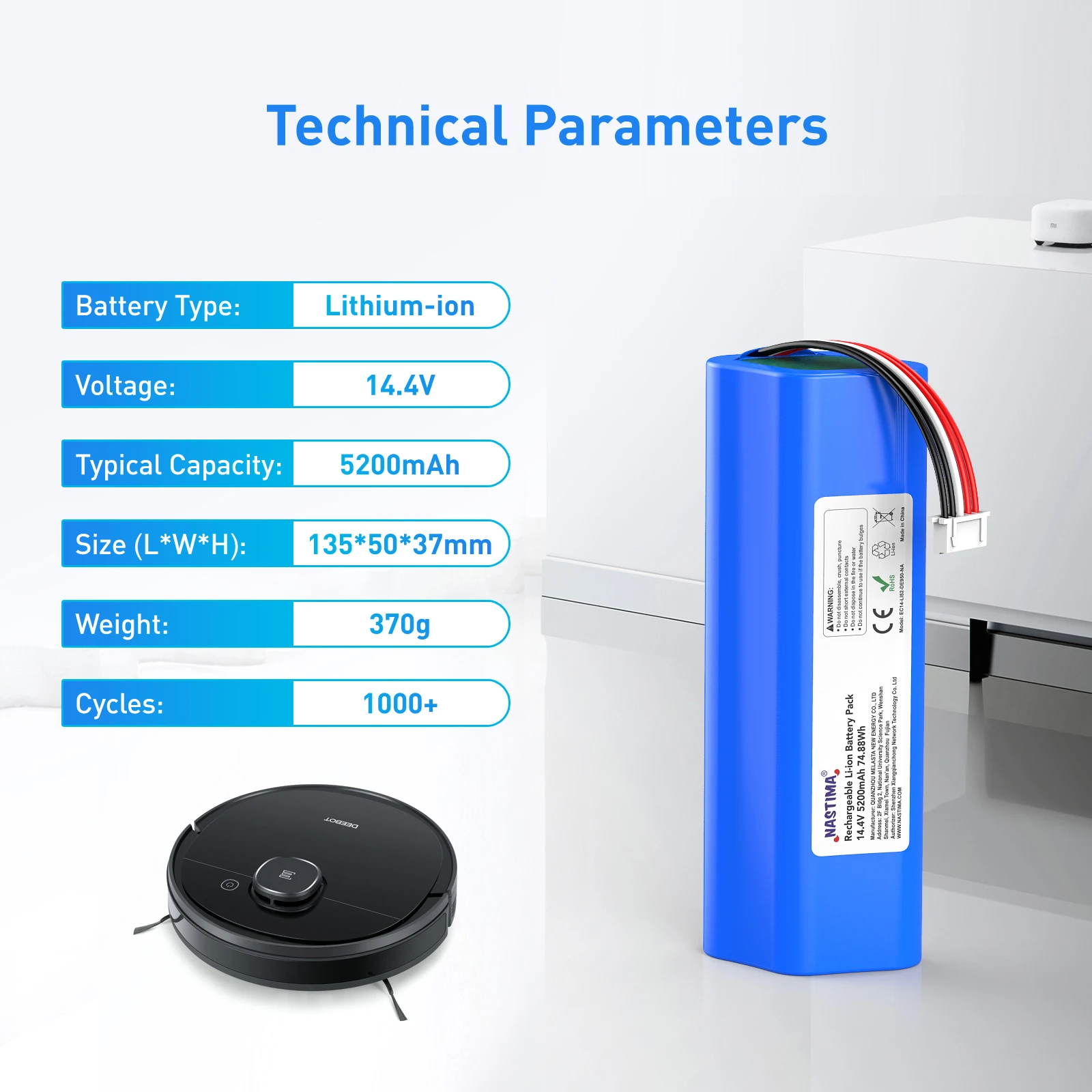 5200mAh 14.4V Li-Ion แบตเตอรี่หุ่นยนต์เครื่องดูดฝุ่นเปลี่ยนแบตเตอรี่สําหรับ Ecovacs Deebot X1 Ozmo T5 T8 T9 950 DX9G DX93 DX96