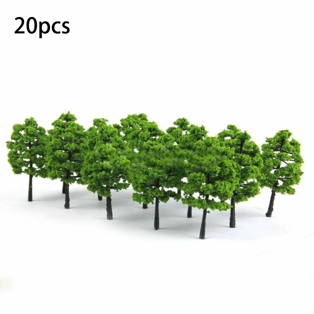 20Pcs Simulation Tree Model 7CM Micro-landscape Decoration Fine Hole Medium Green Scenery For Building Train Railroad Model