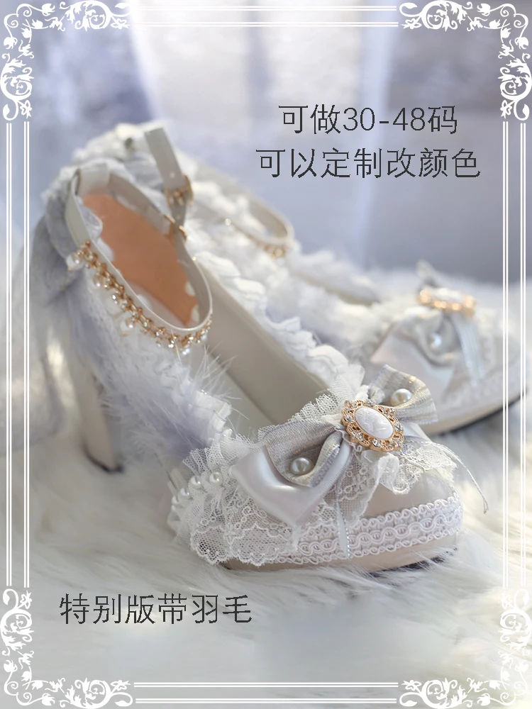 Japanese Sweet Lolita Chunky Heel round Toe High Heels Handmade Lo Shoes