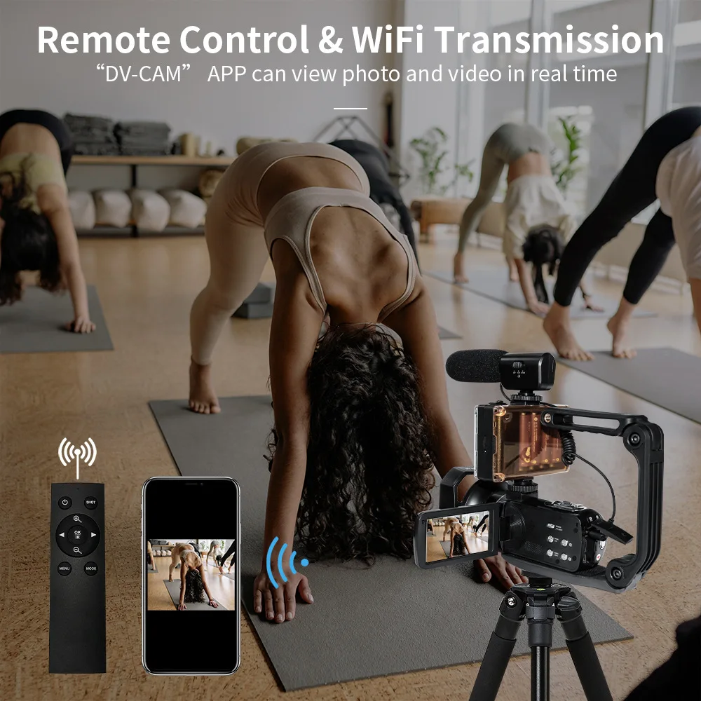 4K HD 3.0 Inch Digital Touch Camera 56MP 18X Zoom Wifi Camcorder Microphone Fill Light Video Vlogger For YouTube live broadcast