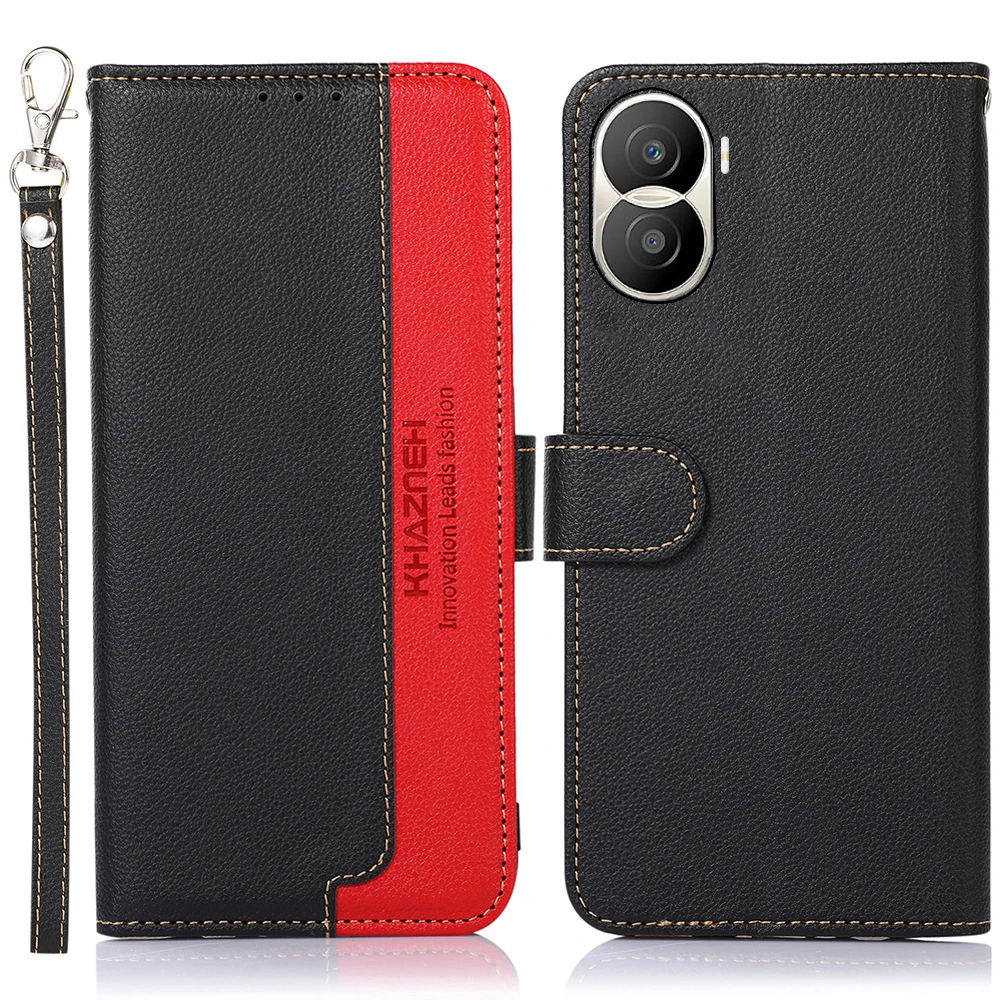 

Двухцветный кожаный чехол-флип для Honor Play 30 40 Plus Play7T Play6T Pro с магнитным креплением, слотом для карт и противоударной защитой