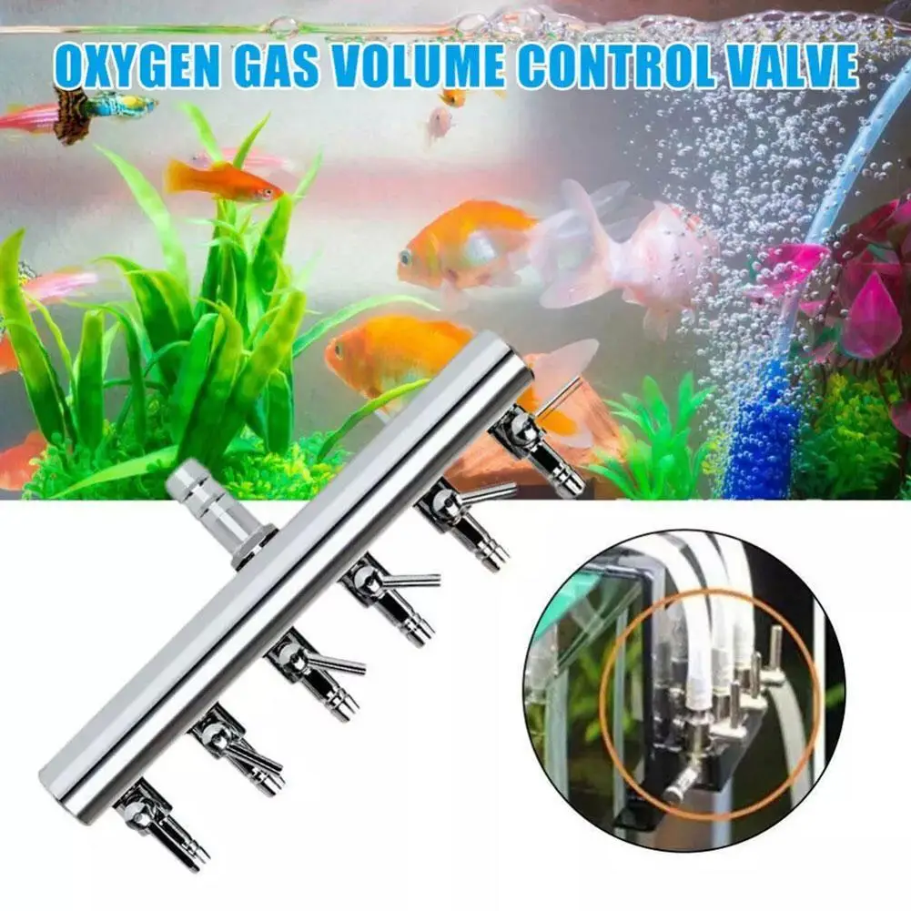 Aquarium Air Valve 2/4/6/8/10/12 Way Inline Manifold Air Pump Tubing Splitter Lever Control Valve Stainless Steel