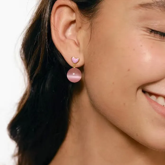 

Jenny&dave Crystal Series Cat Eye Earrings Jewelry Earrings Women's Earrings Ear Cuffs Peach Pink Earrings