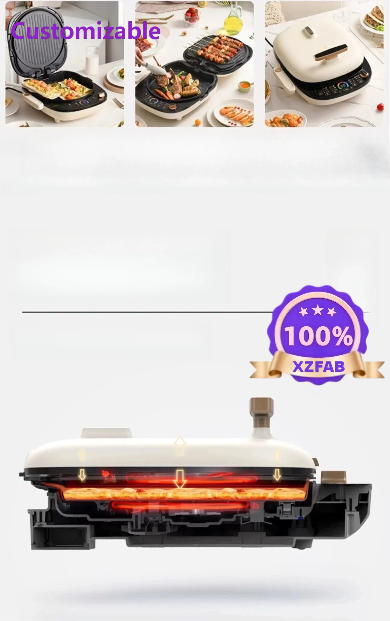 Factory Direct 2026 household double-sided heated electric cake stall, removable, washable, enlarged and deepened multi-function