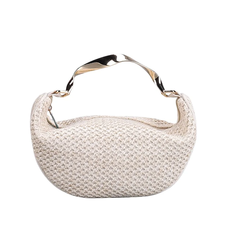 

New Cross-border Personalized Hand-woven Straw Dinner Bag Solid Color Simple Woven Bag Urban Simplicity Daily Matching Handbags