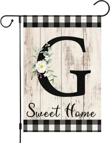 Flower Letter 12x18in Garden Lawn Flag Banner Double Sided Outside Decor#22