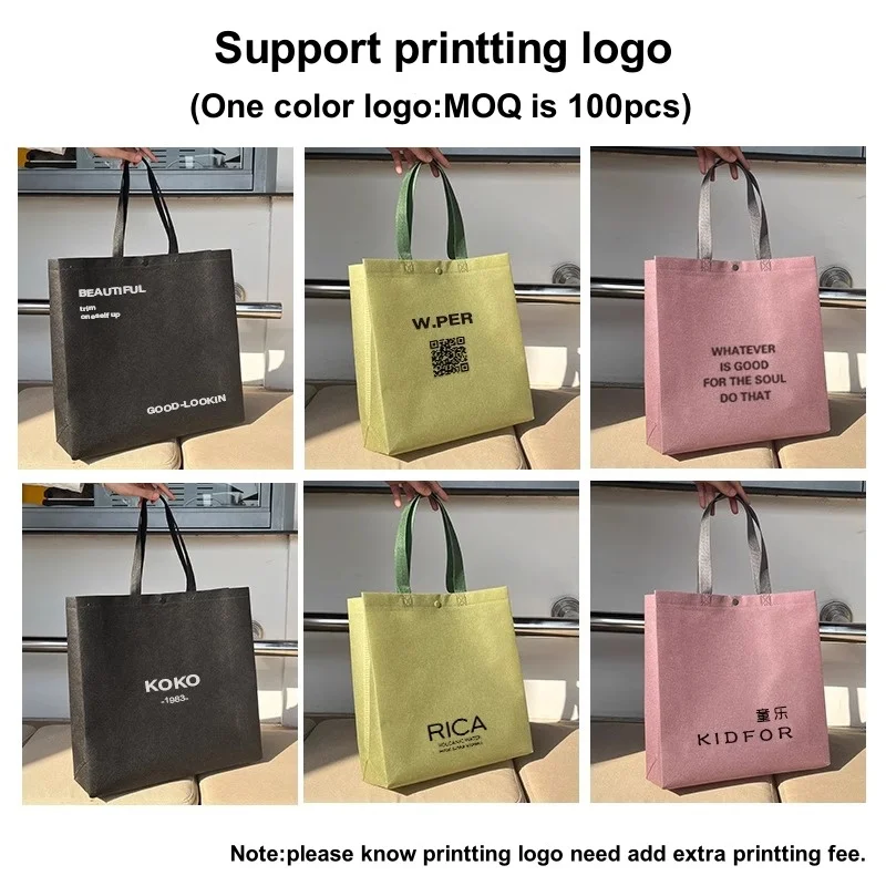 StoBag 10 pezzi Tote bag in tessuto Non tessuto tessuto per la spesa a tracolla Eco Woman Storage sacchetti portatili riutilizzabili Logo