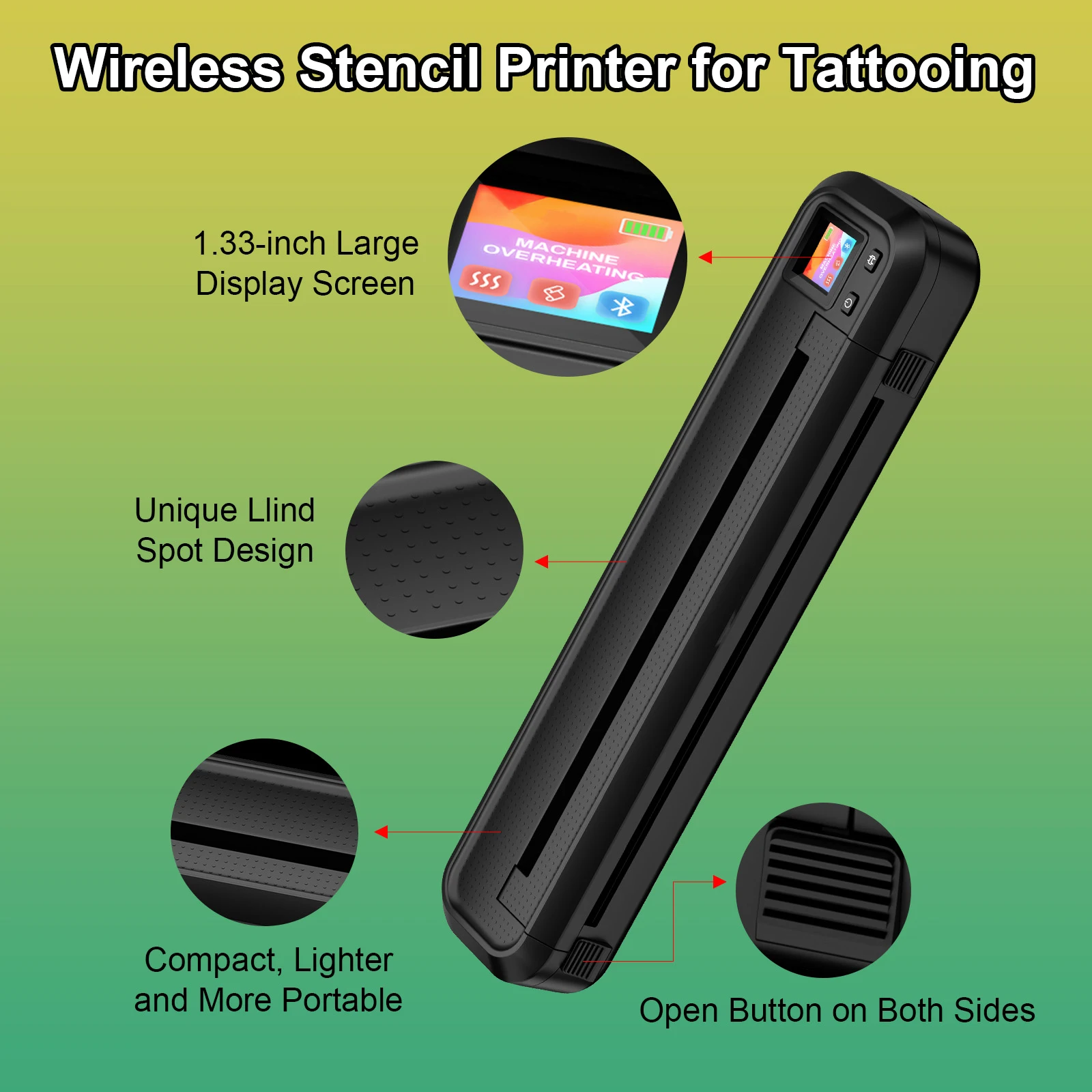 

Professional Wireless Tattoo Stencil Printer Realistic Printing DIY Thermal Copier Machine Portable with 10 Free Stencil Papers