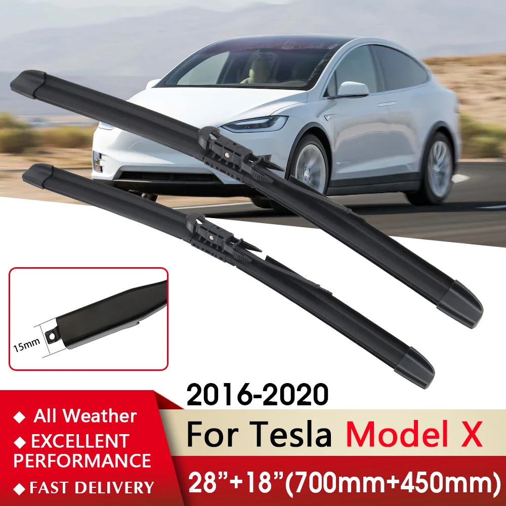 

Car Wiper Front Wiper Blade 28"+18" For Tesla Model X 2016-2020 Fit push button Front Windscreen Wipers Auto Accessories