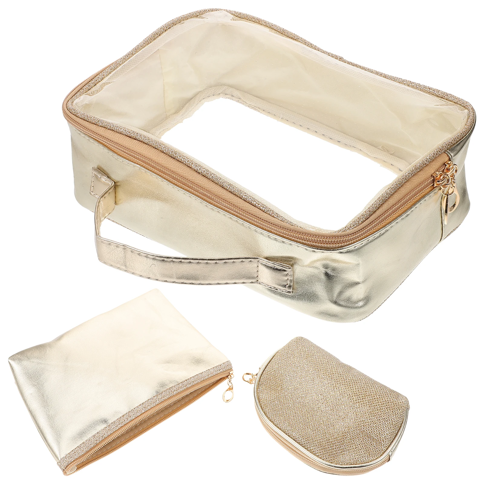 

Three Piece Fashion Makeup Bags Plastic Travel Pouches Portable Toiletry Bag Storage ganizer Portable Toiletry Bag