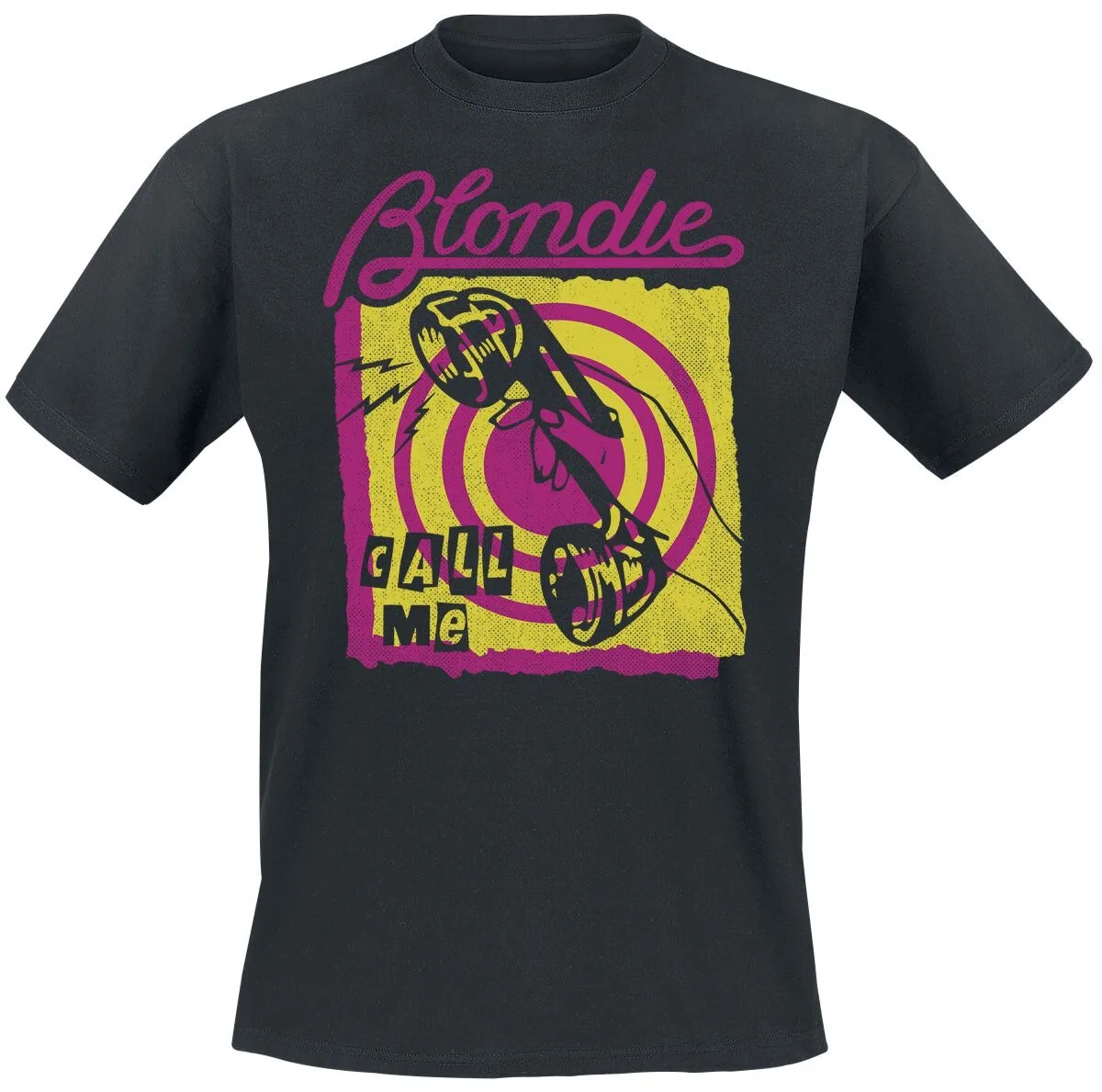 Blondie Call Me Retro Microphone Target Logo Print Baumwoll-T-Shirt New Wave Streetwear Unisex-T-Shirt mit Rundhalsausschnitt und kurzen Ärmeln