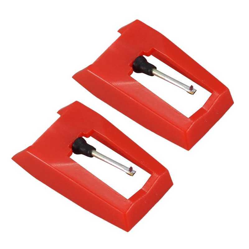 ABMF 2X Turntable Stylus Needle for Phonograph Vinyl LP Record Player Replacement Red