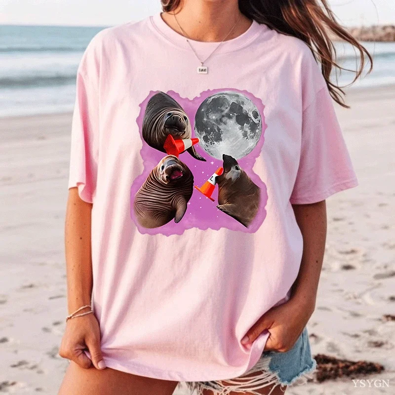 Three Neil The Seal Retro Graphic T-shirts Men Women Cotton Short Sleeve Tees Elephant Seal T-shirt Vintage Graphic T Shirts