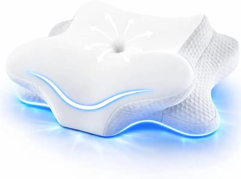 

Эргономичная подушка из пены с эффектом памяти для облегчения боли в шее, поддерживает спали по бокам и спине.