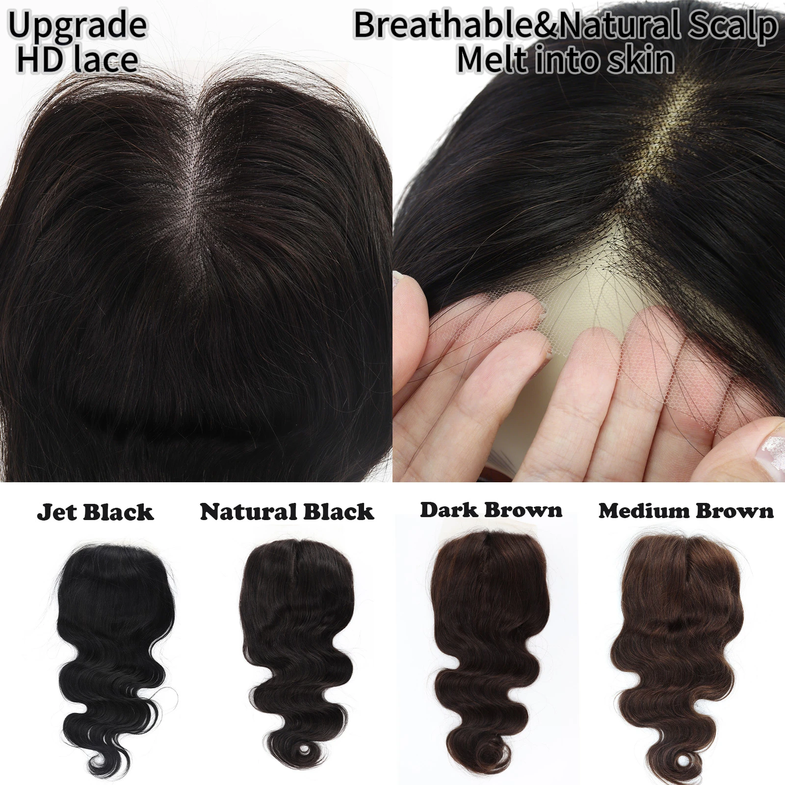 

Женский топпер 5x5HD с кружевной основой 6x7 дюймов, из натуральных человеческих волос, с кружевной передней частью, черный. # Накладка для волос из натуральных волос Remy 1b с реалистичной имитацией кожи головы и закрытым швом