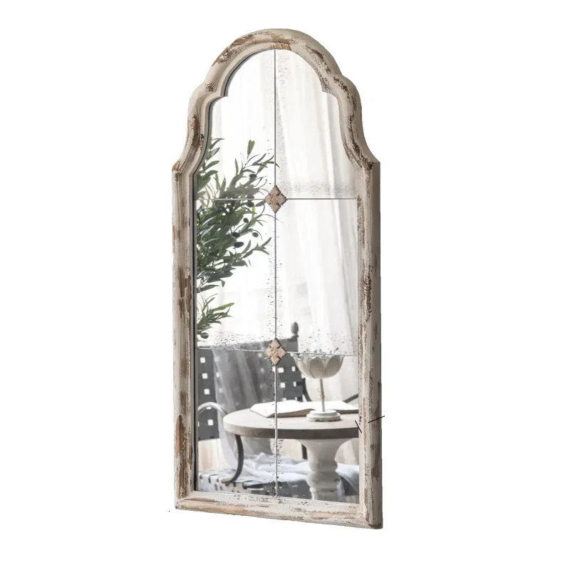 Vintage Full Length Floor Mirror Solid Wood Frame Retro Standing Mirror for Bedroom Loft Clothing Store Decor Home Furniture