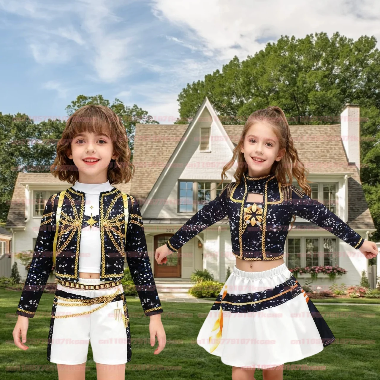 KPOP rumi zoey mira kids girls Black Golden Demon Cosplay Costume Children's Performance Clothes for Halloween costume