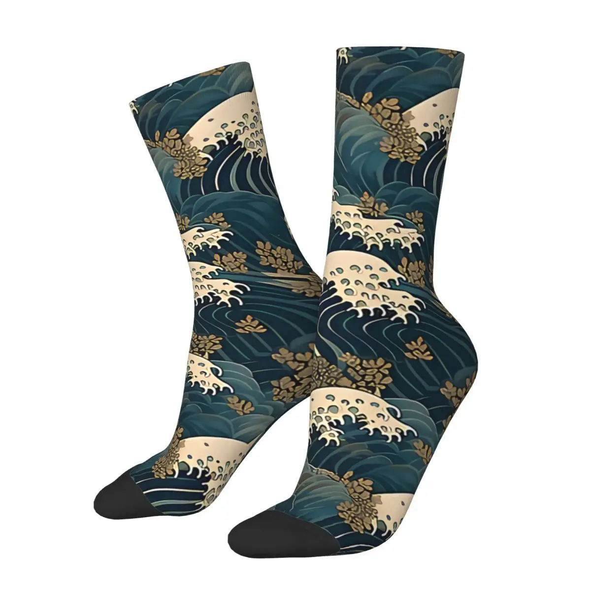 

Funny Men's Socks The Great Wave Off Kanagawa By Hokusai Vintage Japanese Wave Harajuku Casual Crew Sock Gift Pattern Printed