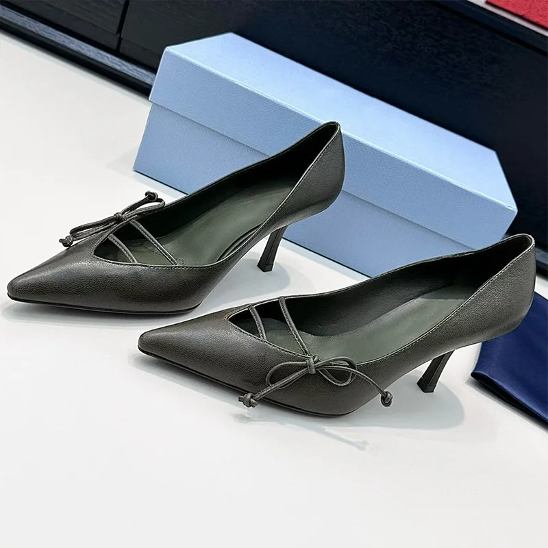 

Top quality New 2026 women's pointed toe bowknot high heels single shoes elegant and comfortable 25111159