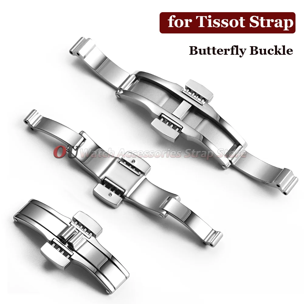 Stainless Steel Butterfly Buckle for Tissot 1853 T035617 T035439 Watch Buckles Double Press Watch Strap Silver Solid Steel Clasp