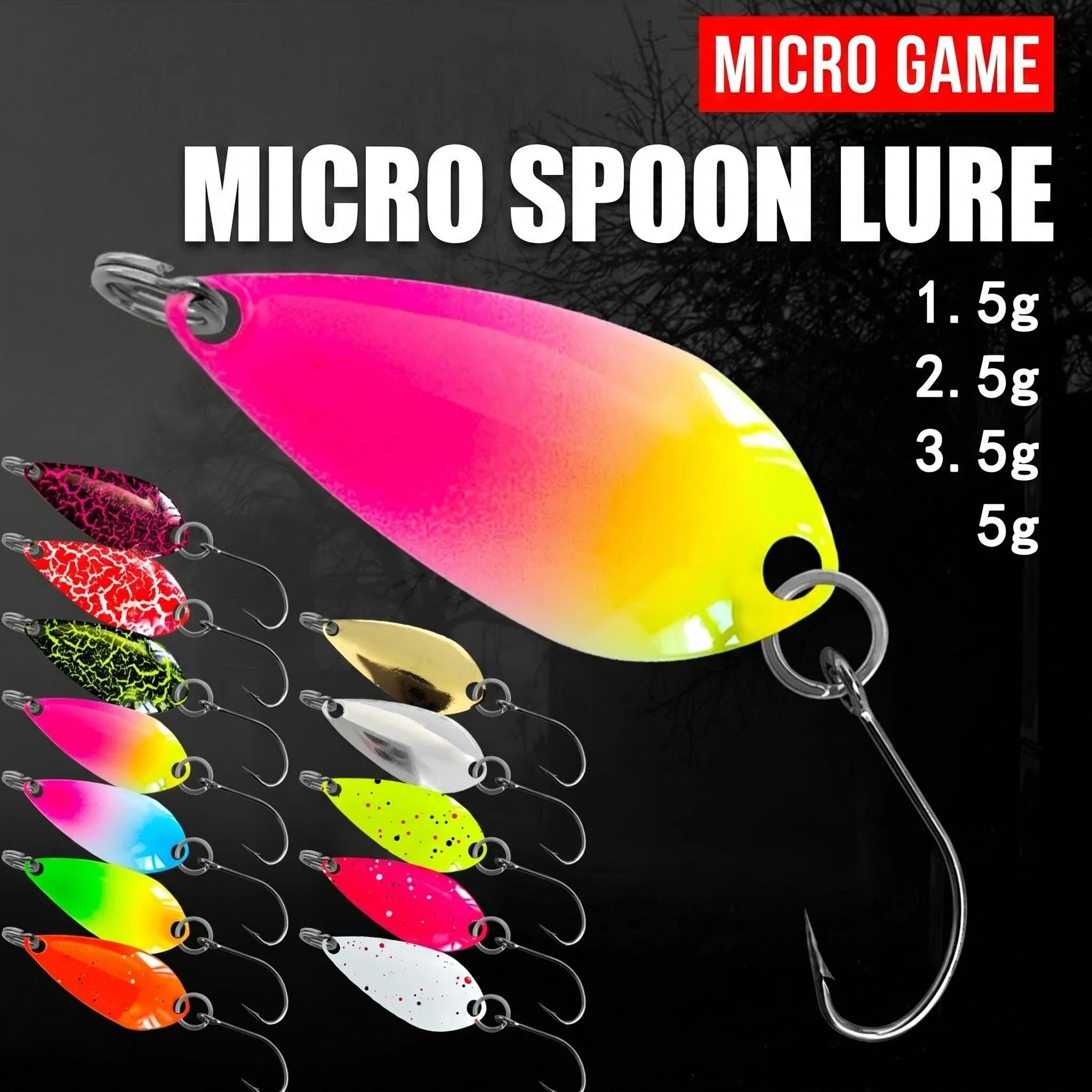 Lure Bait 1.5g 2.5g 3.5g 5g Spoon Shaped Makou Sequin Lure Trout Carp Tiny Fishing Stream Hard Bait Lure view 6