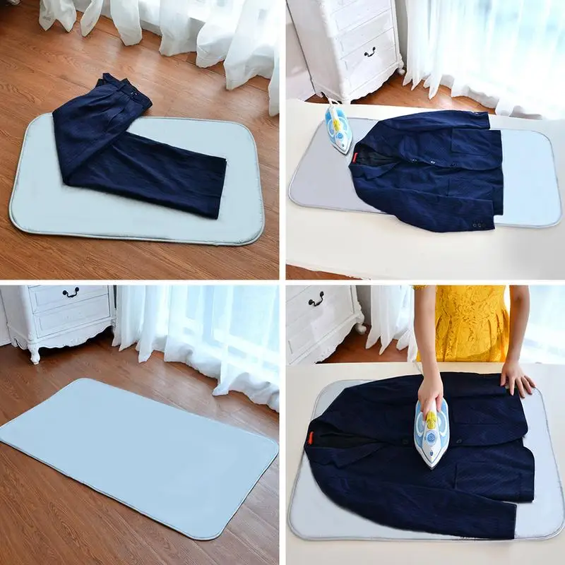 Ironing Pad Portable Silver Coated Cloth Ironing Mat Reusable Heat Resistant Ironing Board For Home Table Top Accessories