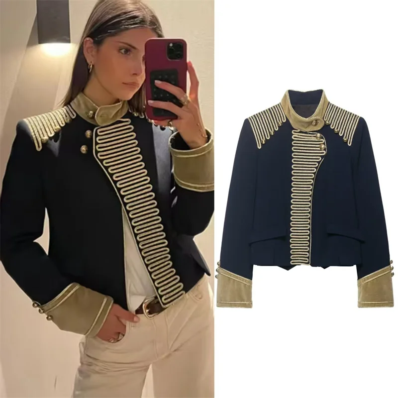 Women's Coat 2026 Autumn New Long Sleeve Knot Button Decorative Cavalier Style Napoleon Coat Unique Fashion Hot Sale