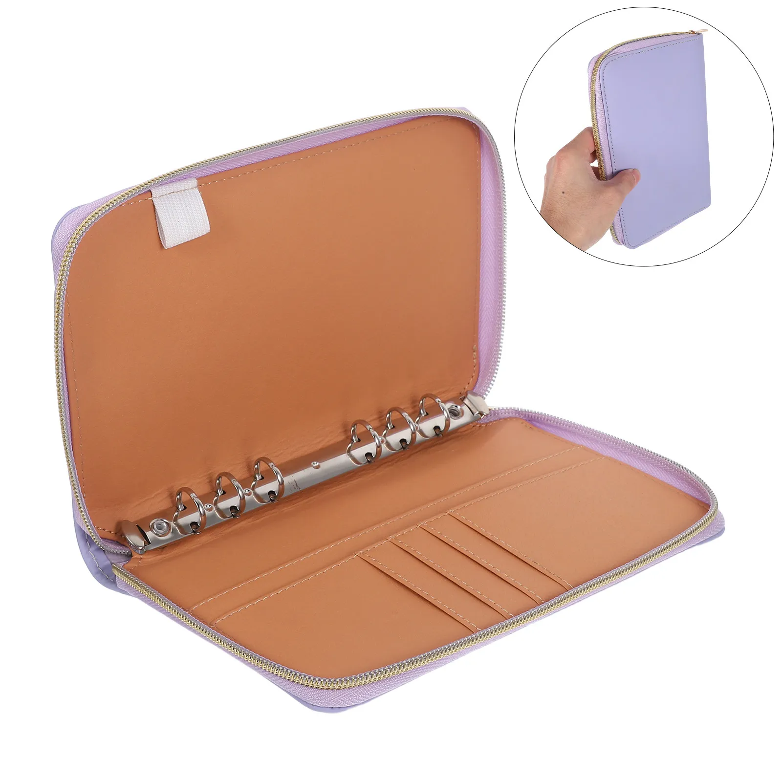 

A6 PU Cover Budget Planner Binder Refillable 6 Ring Zipper Wallet Organizer for Cash Envelopes Cards Receipts Money Saving