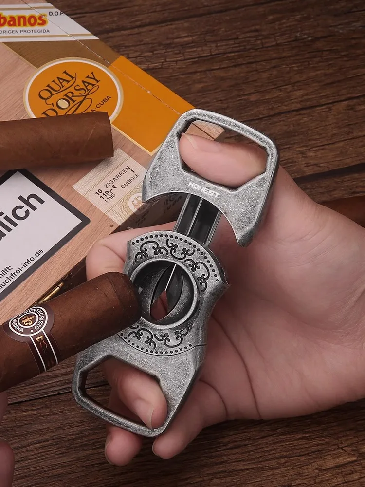 Portable Double-Edged Stainless Steel Cigar Scissors Sharp Durable Hole-Punching Cigar Knife by BAI CHENG Quality Craftsmanship
