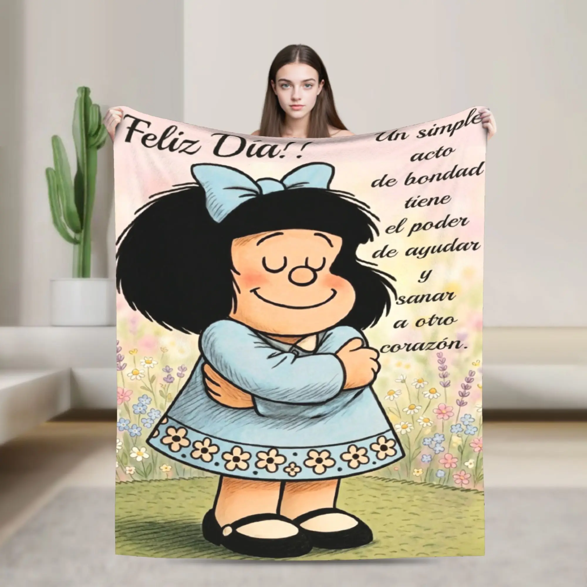 Lovely Mafaldas Hug Fleece Blankets Love Letter Awesome Throw Blanket for Home 150*125cm Rug Piece