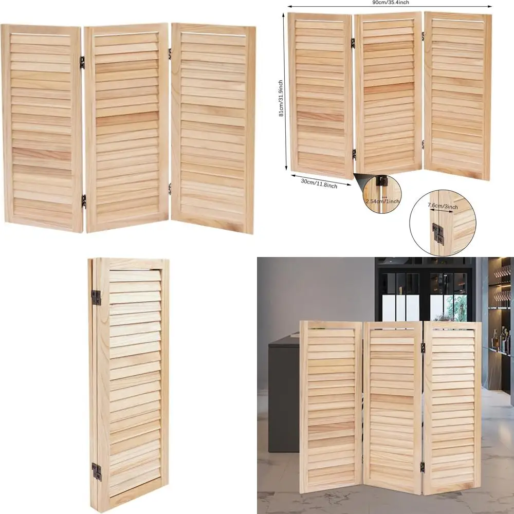 

Трехсекционная складная ширма для конфиденциальности, высокая деревянная перегородка 32 дюйма для дома, офиса и спальни, ширина 36 дюймов (цвет под дерево)